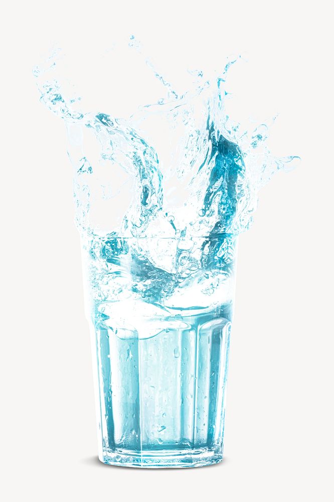 Glass of water splash, drink image psd