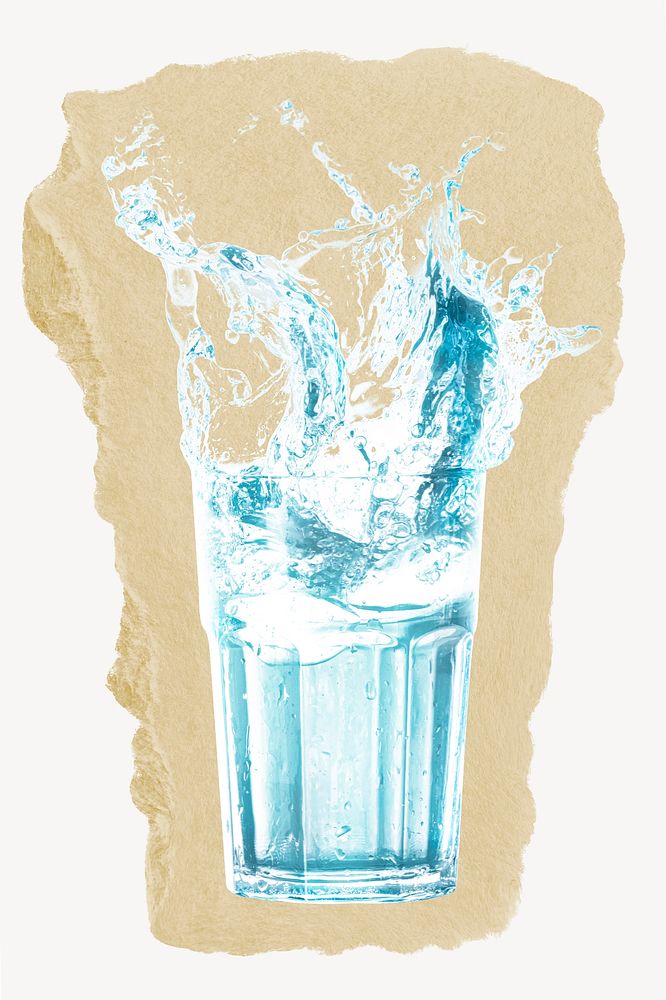 Water splash, drink, ripped paper image