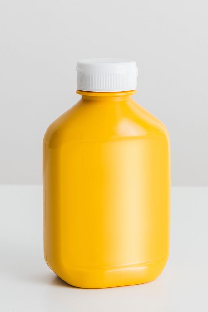 Mustard in yellow plastic bottle 