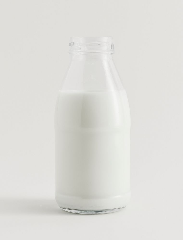 Fresh milk in a glass bottle