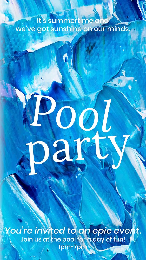Acrylic paint party template vector blue abstract creative art social media story