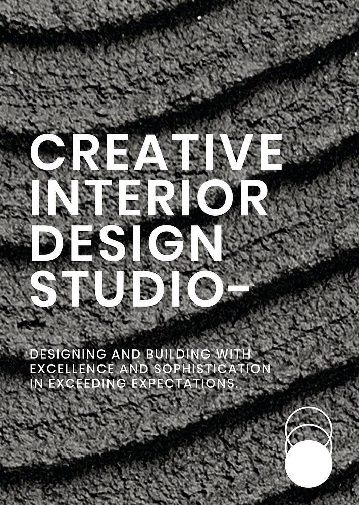 Black textured poster template vector with creative interior design studio text