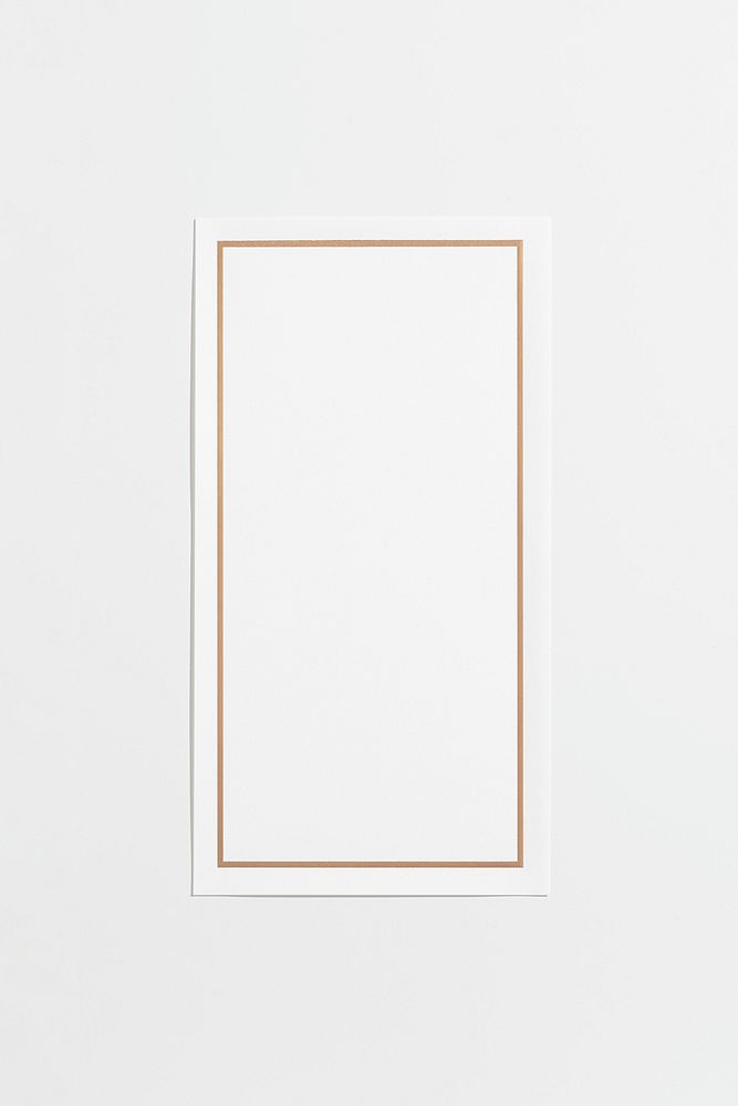 Rectangle gold frame on a white paper mockup