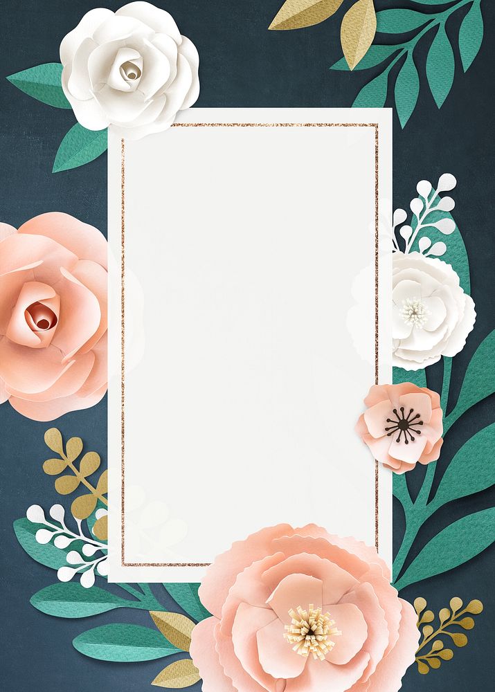 Rectangle paper craft flower frame template illustration