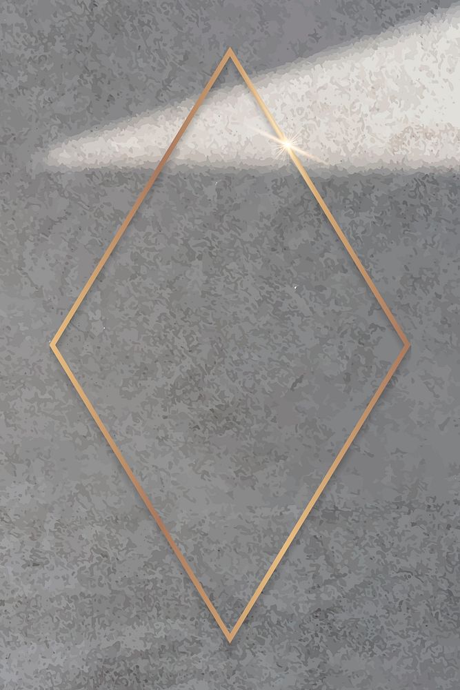 Rhombus gold frame on cement background vector