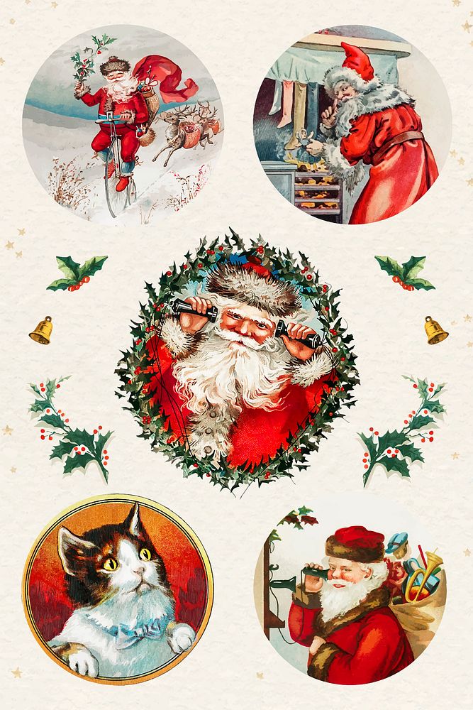 Christmas sticker set vector