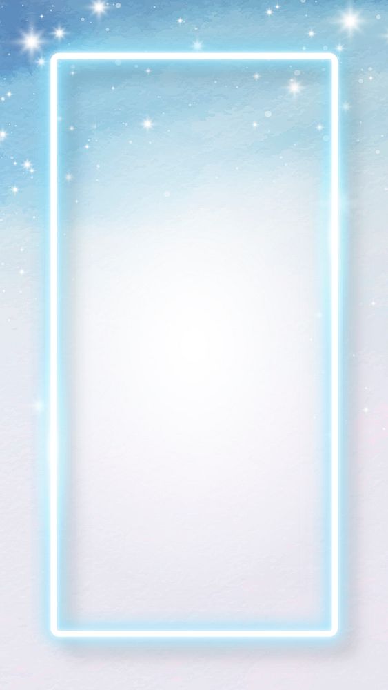 Blue neon frame on snowy  mobile phone wallpaper vector