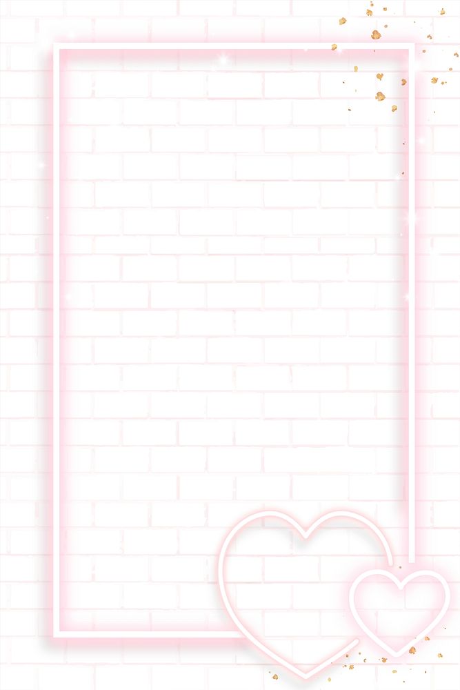 Pink neon Valentine's mobile phone wallpaper illustration