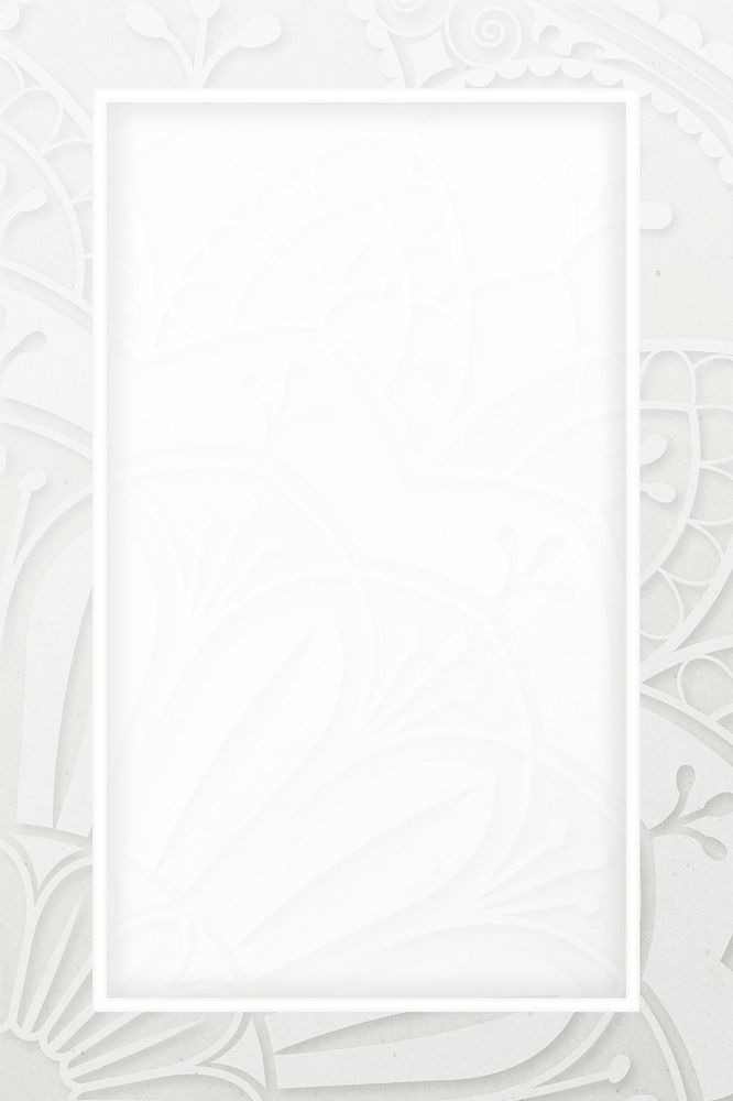 White rectangle Ramadan arabesque patterned frame