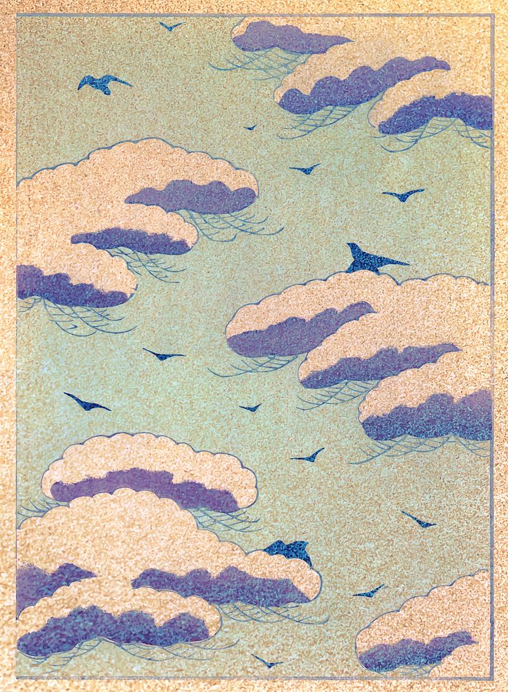 Glittery cloudy sky vector, remix from original painting