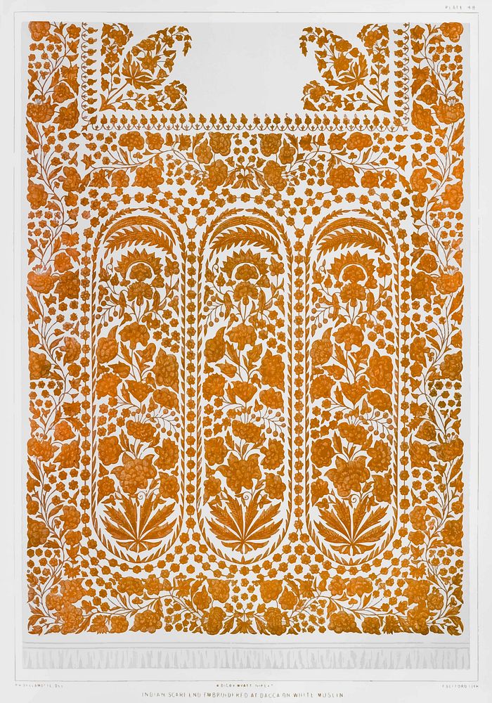 Indian ethnic pattern vintage illustration vector, remix from original artwork of Sir Matthew Digby Wyatt.