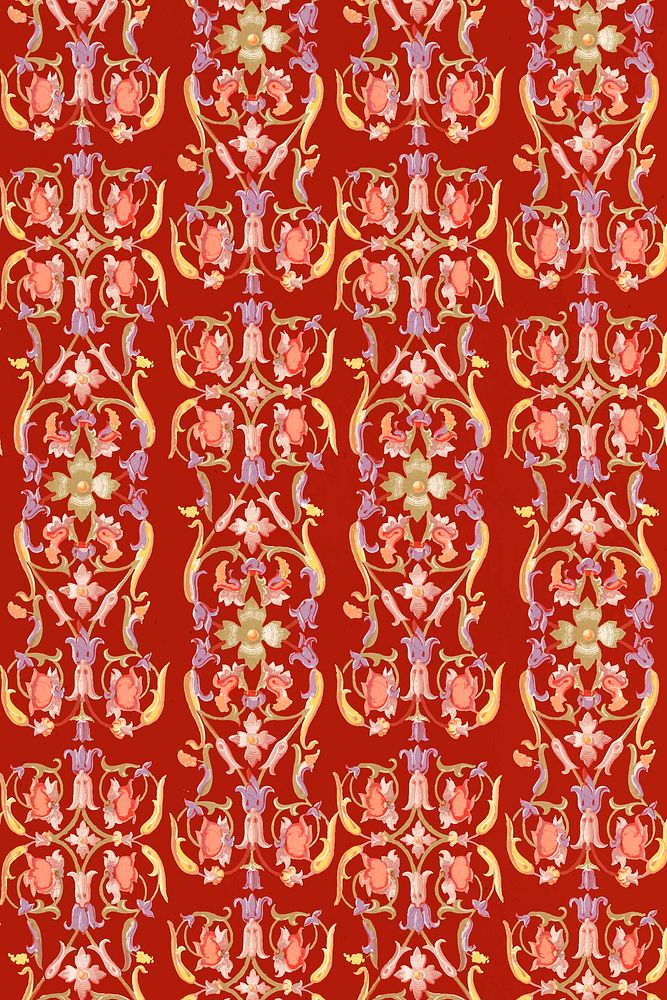 Red floral patterned background design vector