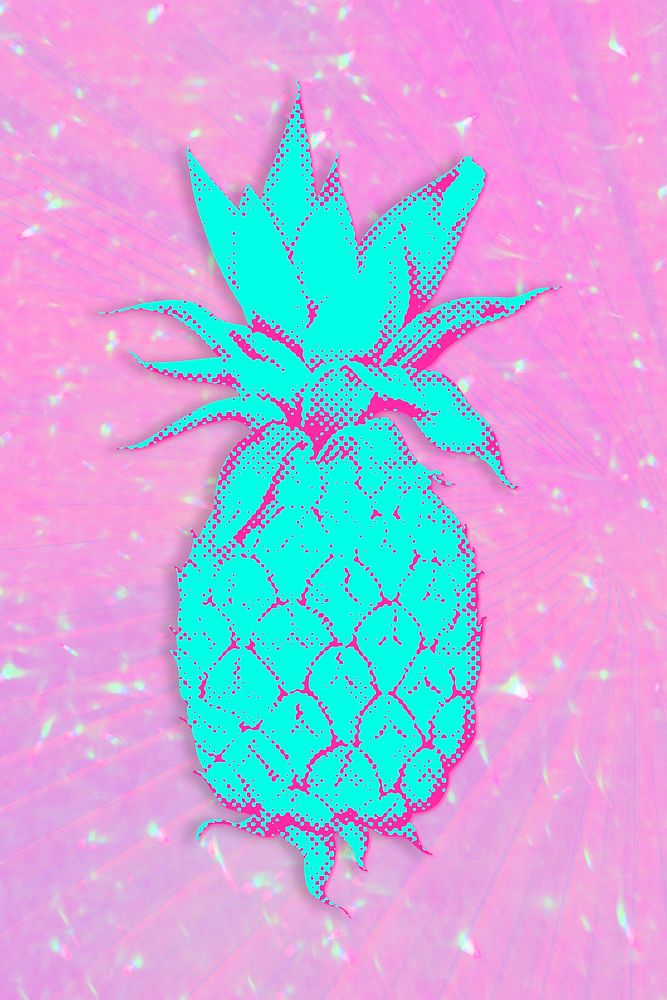 Blue pineapple halftone style design element illustration