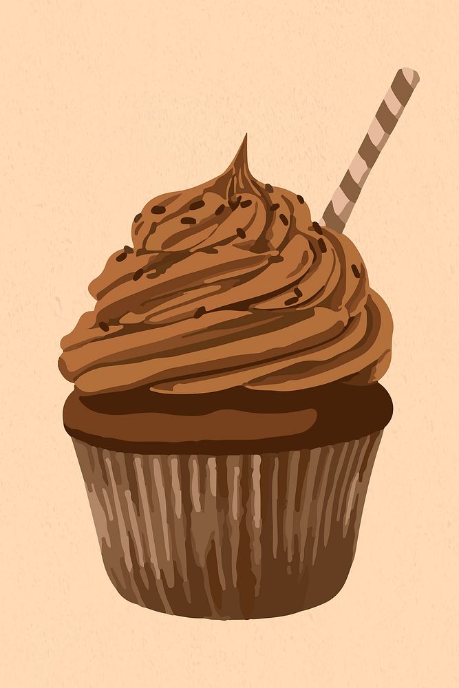 Vectorized chocolate cupcake sticker overlay design resource 