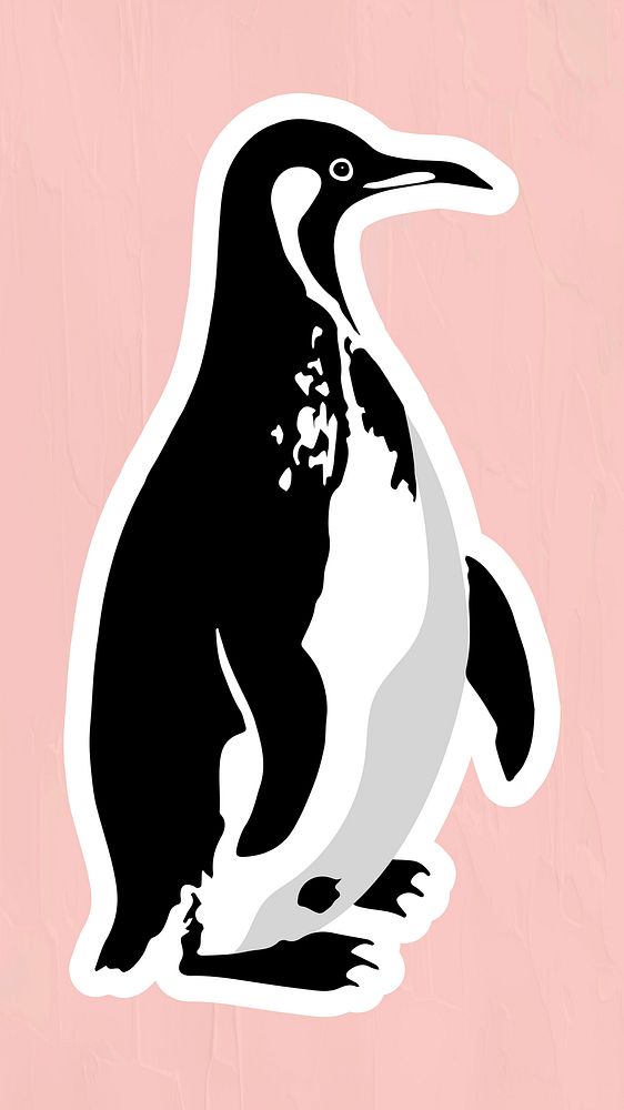 Vectorized penguin sticker overlay design element 