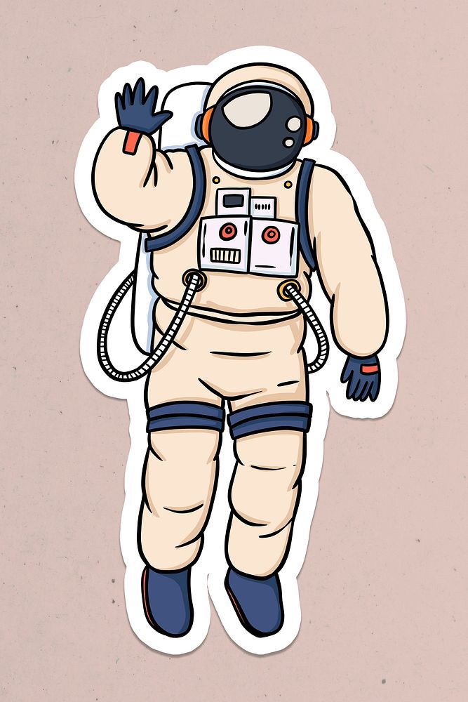 Astronaut in a spacesuit sticker design element