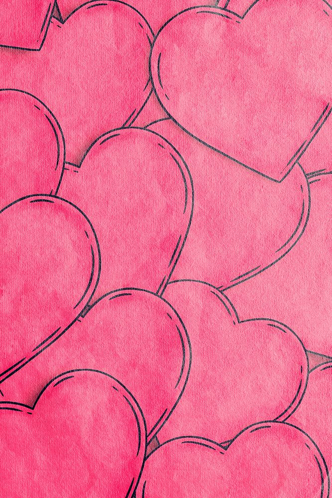 Hand drawn heart background design resource