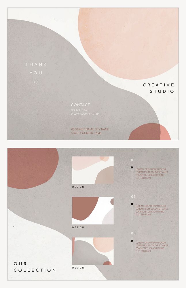 Tri-fold brochure template vector abstract set