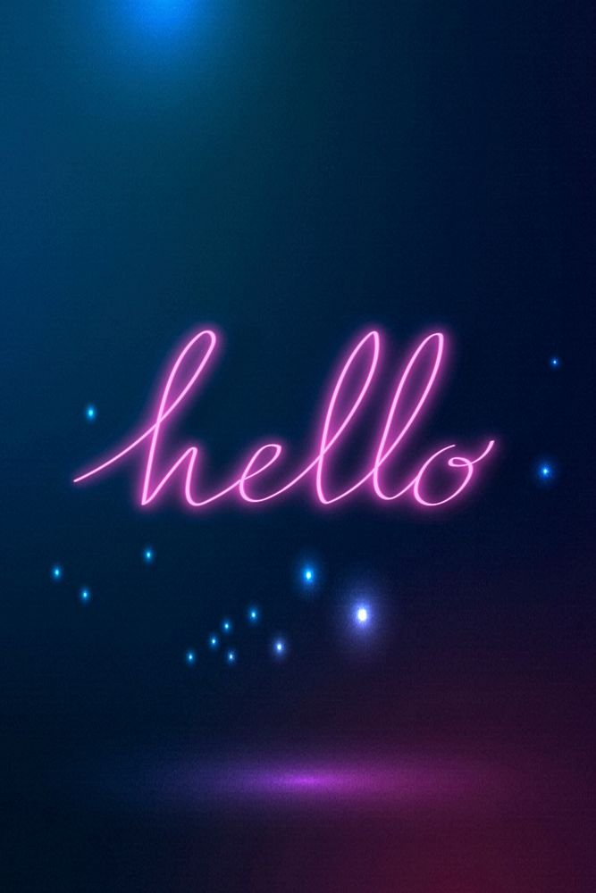 Neon purple hello sign on a galaxy background vector 