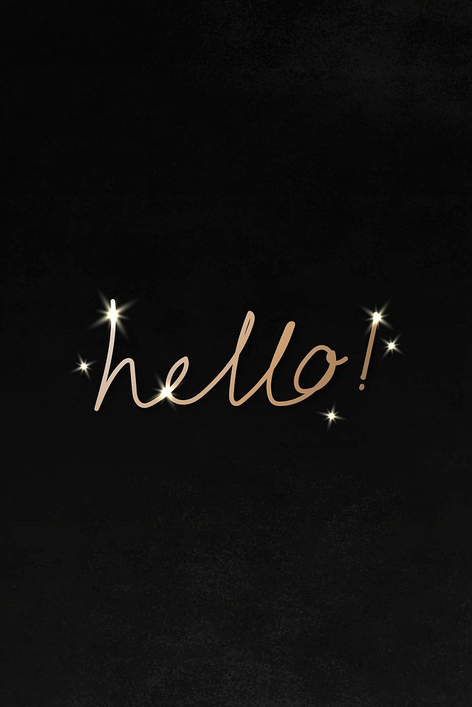 Golden cursive hello typography on a black background vector 
