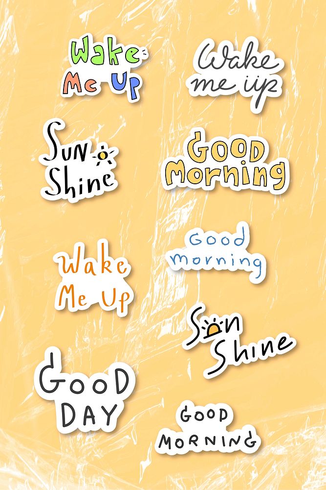 Set of good morning word on yellow background vector