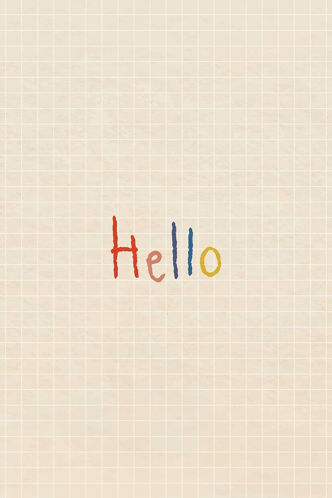 Colorful hello greetings typography on a grid background vector 