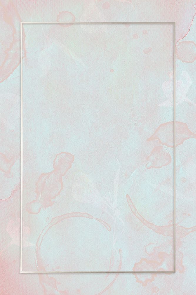 Gold rectangle frame on abstract light pink watercolor background
