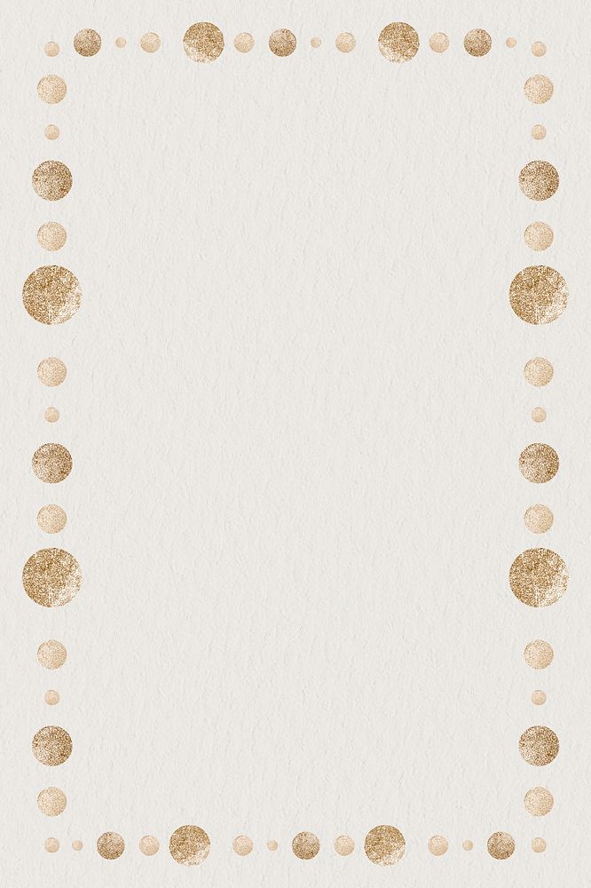 Gold dot patterned frame on a beige background