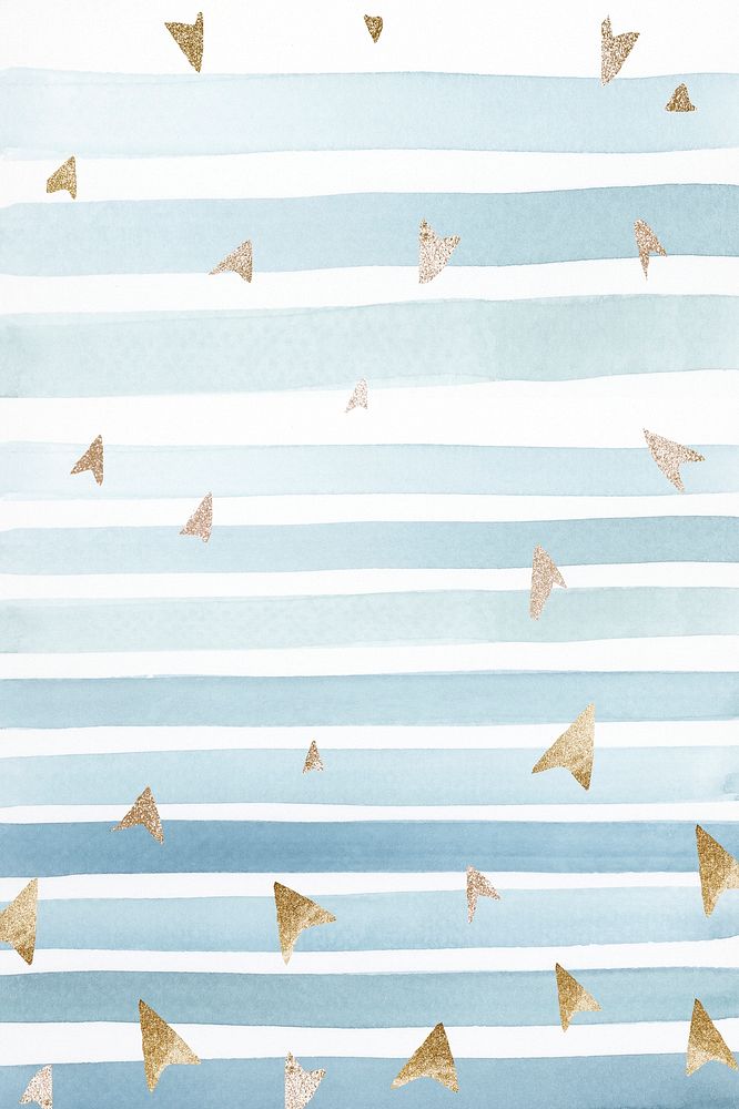 Shimmering gold arrows on a striped background 