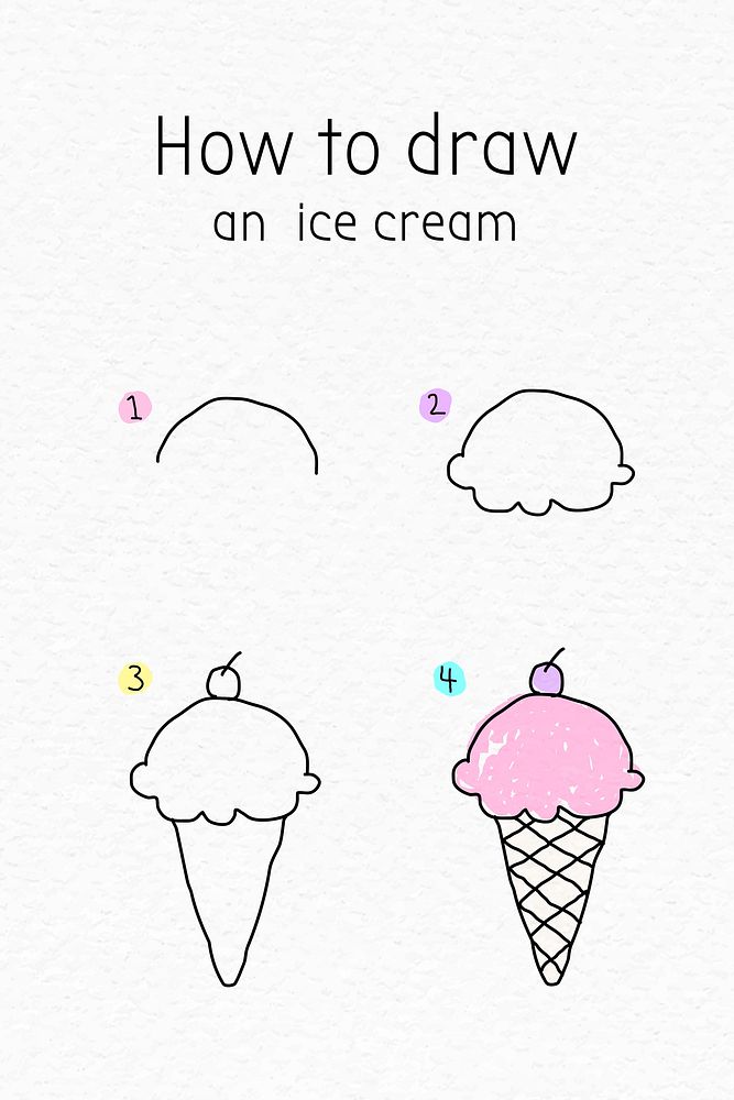 How to draw an ice cream doodle tutorial vector