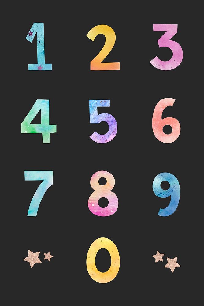 Pastel number font set vector