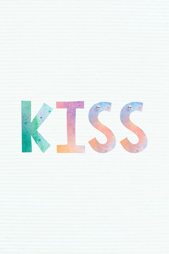 Psd watercolor kiss word clipart