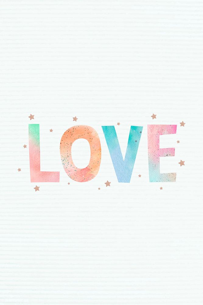 Psd pastel love word typography