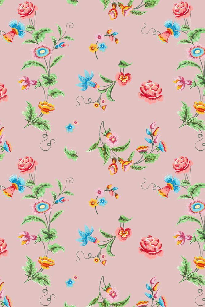 Vector pastel botanical pattern vintage  background