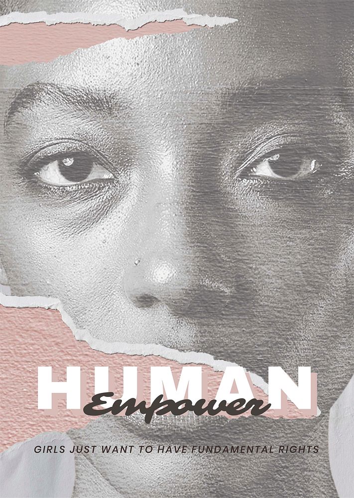 'Human Empower' vector woman portrait for human rights social media poster