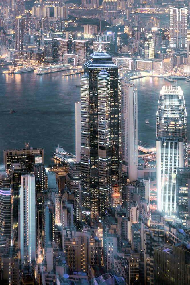 Hong Kong city lights at night