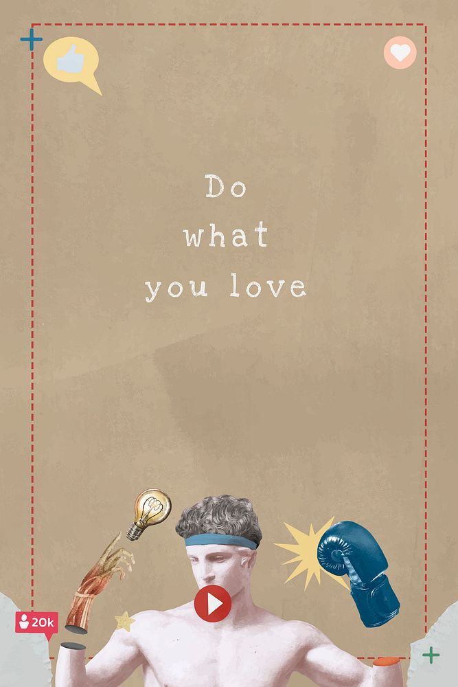 Do what you love vector motivational quote aesthetic Greek statue remix