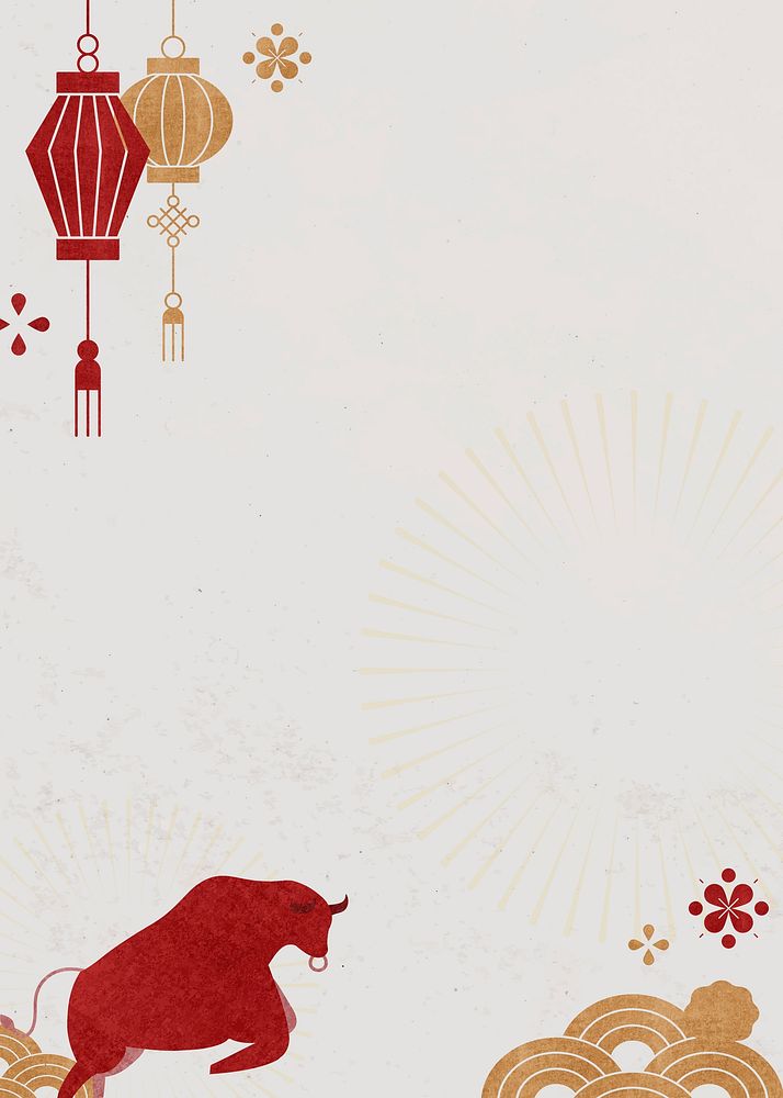 Ox pattern gray background psd border for Chinese New Year