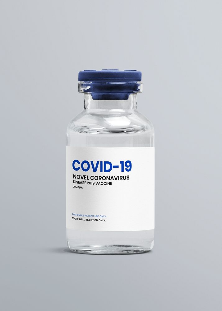Covid 19 vaccine in glass bottle