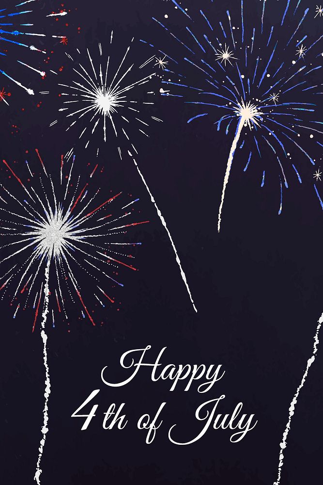 Shiny fireworks template vector with editable text, happy 4th of July
