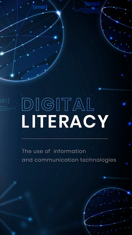 Digital literacy education template vector technology social media story