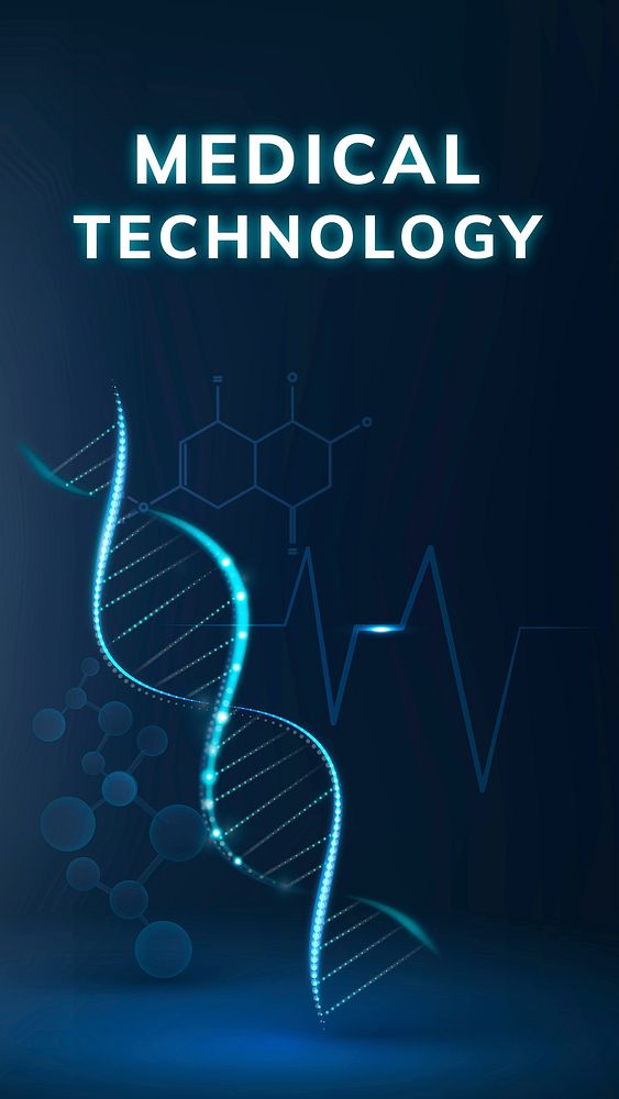 Medical technology science template vector with DNA helix social media story
