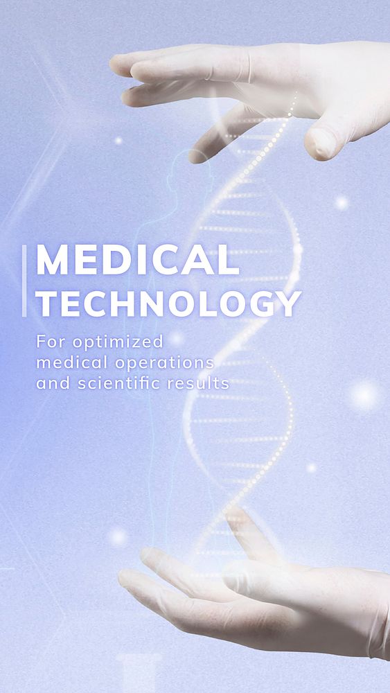 Medical technology science template vector with DNA helix social media story