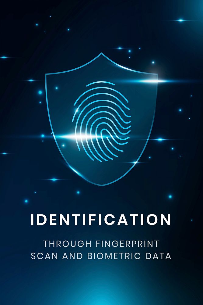 Identification technology poster template with fingerprint scan system