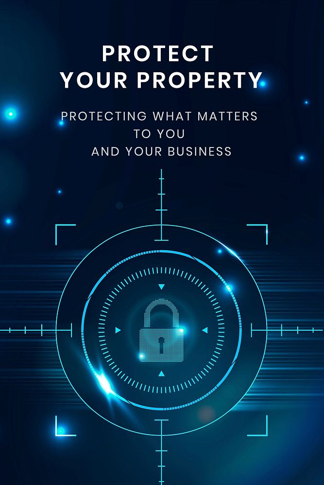 Data security technology template vector with protect your property text