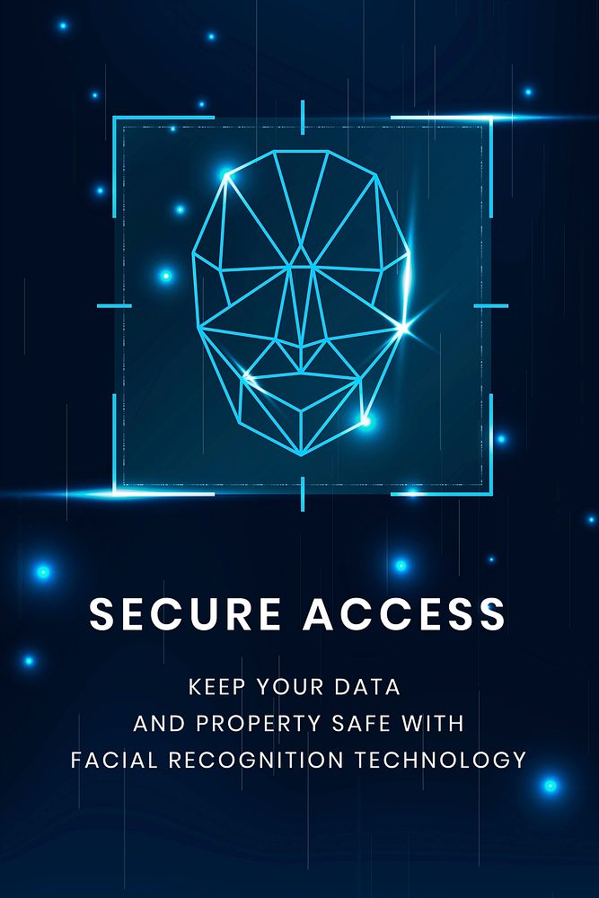 Biometric technology poster template vector secure access facial scan