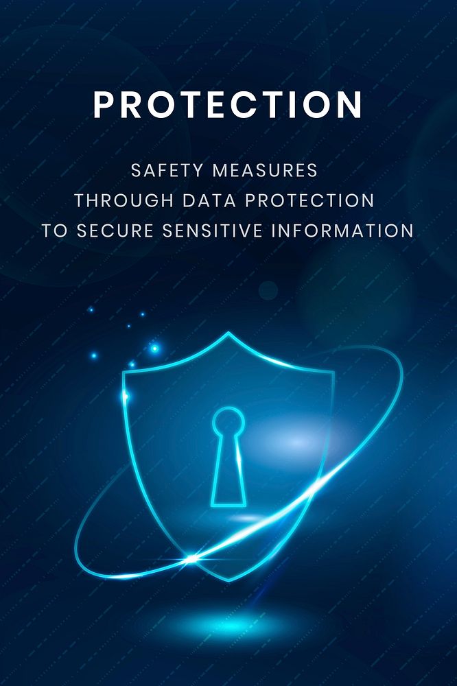 Data security technology template vector with protection digital shield