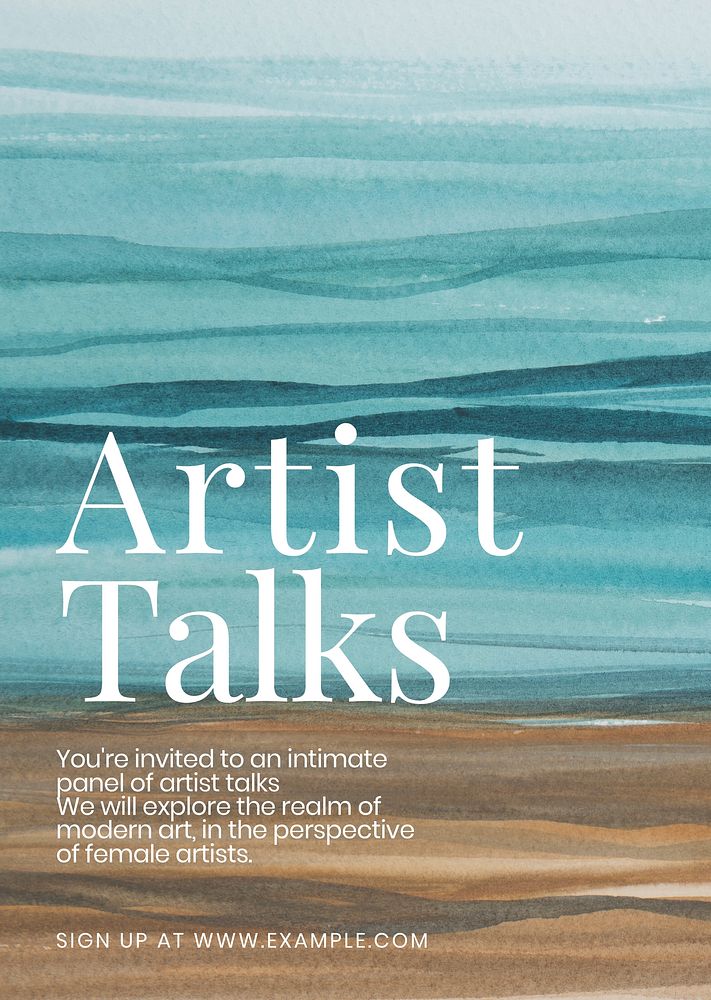 Artist talks watercolor template vector aesthetic ad poster
