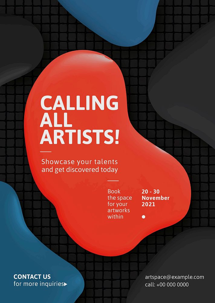 Calling all artist template vector color paint abstract ad poster
