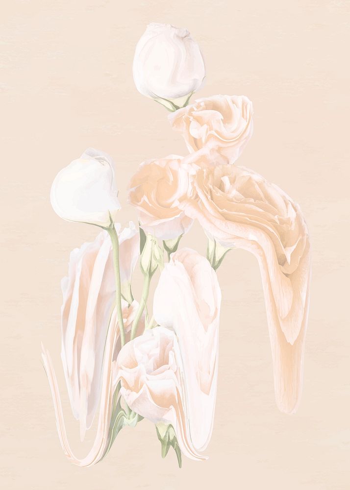 Rose flower sticker vector, pastel white trippy psychedelic art